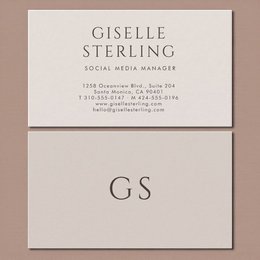 Social Media Manager Luxury Neutral Modern Visitenkarte