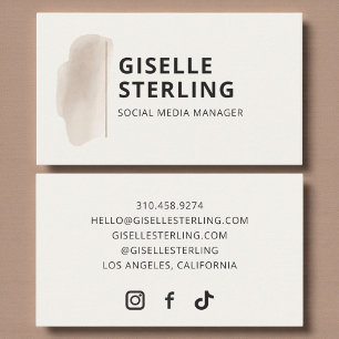 Social Media Manager Neutral Beige Wasserfarbe Visitenkarte