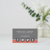 Social Media Manager Peach Gray Business Cards Visitenkarte (Stehend Vorderseite)