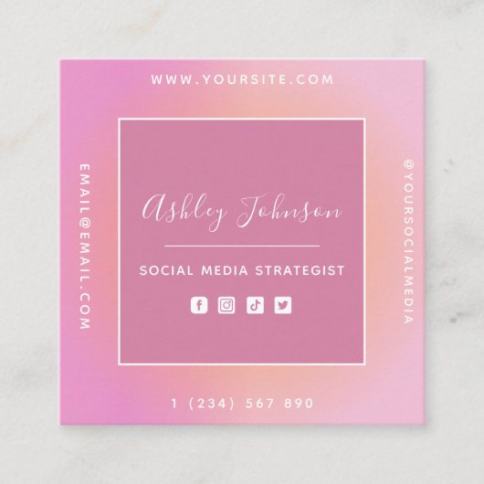 Social Media Manager Social Media QR-Code Sommer Quadratische Visitenkarte (Vorderseite)