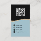Social Media Mining Blue Black & Gold QR Code Visitenkarte (Rückseite)