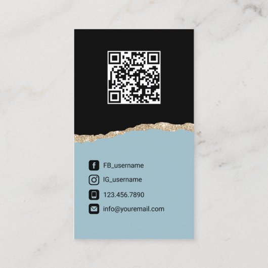 Social Media Mining Blue Black & Gold QR Code Visitenkarte (Rückseite)