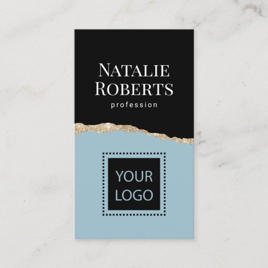 Social Media Mining Blue Black & Gold QR Code Visitenkarte (Vorderseite)