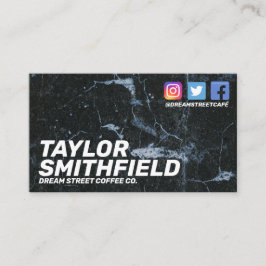 Social Media Moderne Black Marble Business Card Visitenkarte