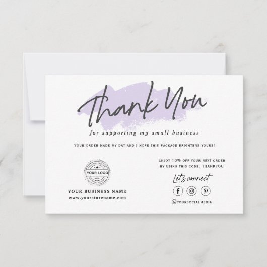 Social Media moderne Logo-Skript für kleine Untern Dankeskarte (Vorderseite)