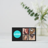 Social Media-Networking-Foto für Black Add-Logos Visitenkarte (Stehend Vorderseite)