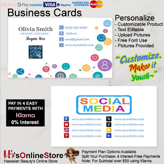 Social Media Networking QR Code Business Cards 14 Visitenkarte