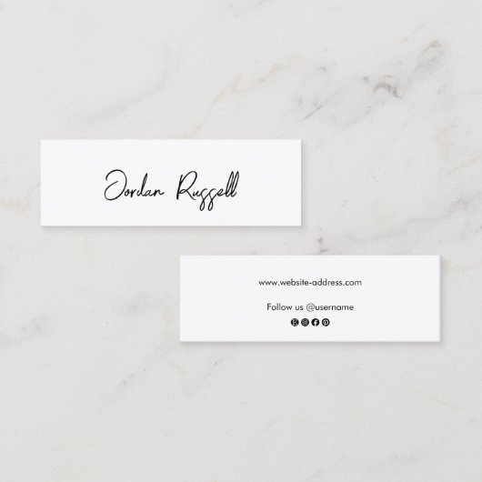 Social Media-Netzwerke für Schwarzweiß-Skripte Mini Visitenkarte (Vorne/Hinten)