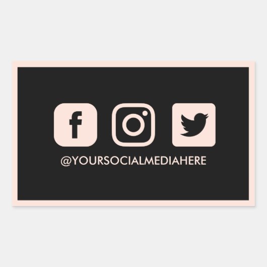 Social Media Pastel Pink Trendy Elegante Rechteckiger Aufkleber (Vorderseite)