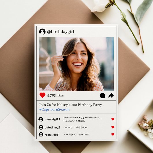 Social Media Post Foto 21. Geburtstag Party Einladung