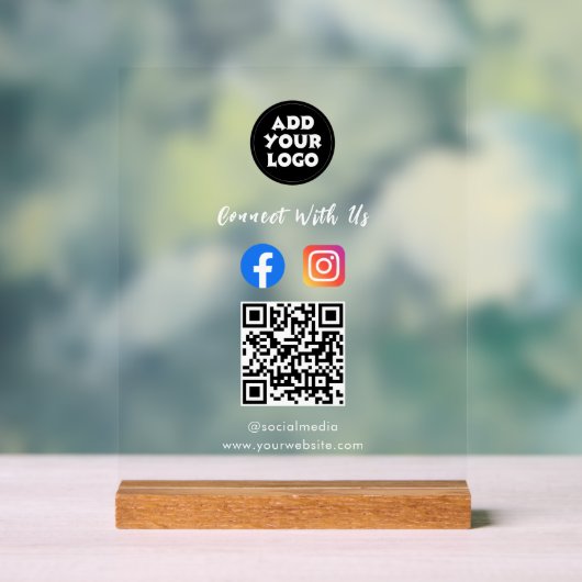 Social Media QR Code Acrylschild | Fb Instagram (Neutral)