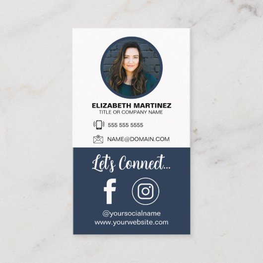 Social Media QR Code Employee Photo & Company Logo Visitenkarte (Vorderseite)