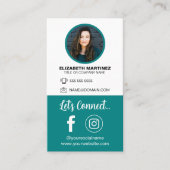 Social Media QR Code Employee Photo & Company Logo Visitenkarte (Vorderseite)