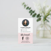 Social Media QR Code Employee Photo & Company Logo Visitenkarte (Stehend Vorderseite)