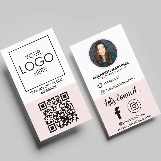 Social Media QR Code Employee Photo & Company Logo Visitenkarte