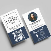 Social Media QR Code Employee Photo & Company Logo Visitenkarte