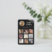 Social Media QR Code Foto Glitzer Black Modern Visitenkarte (Stehend Vorderseite)