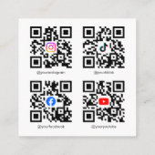 Social Media QR Code Foto-Raster Inhalts-Ersteller Quadratische Visitenkarte (Rückseite)