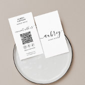 Social Media QR Code Girly Calligraphy White Visitenkarte