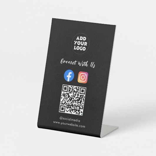 Social Media QR Code | Instagram Facebook Tabletop Sockelschild (Vorderseite)