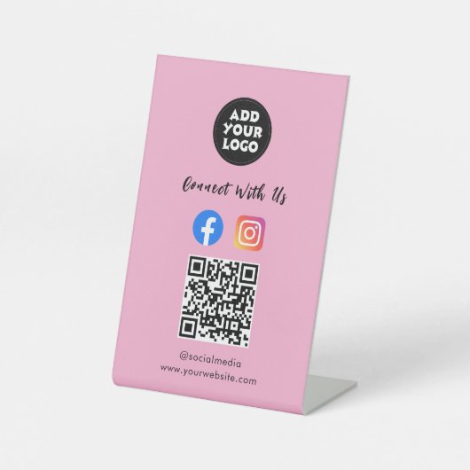 Social Media QR Code | Instagram Facebook Tabletop Sockelschild (Vorderseite)