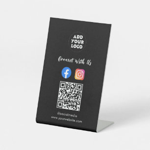 Social Media QR Code   Instagram Facebook Tischauf Sockelschild