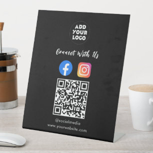 Social Media QR Code   Instagram Facebook Tischdis Sockelschild