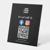 Social Media QR Code | Instagram Facebook Tischdis Sockelschild (Vorderseite)