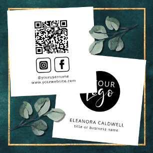 Social Media QR Code Logo Minimalistisch Weiß Quadratische Visitenkarte