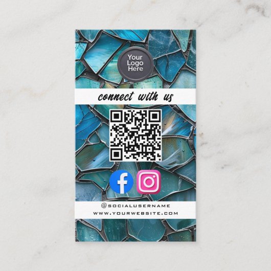 Social Media QR Code Modern Pro Minimalist Sleek B Visitenkarte (Vorderseite)