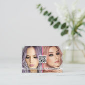 Social Media QR Code Moderne Make-Artist Foto Bu Visitenkarte (Stehend Vorderseite)