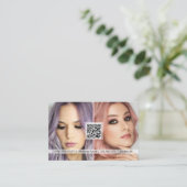 Social Media QR Code Moderne Make-Artist Foto Bu Visitenkarte (Stehend Vorderseite)