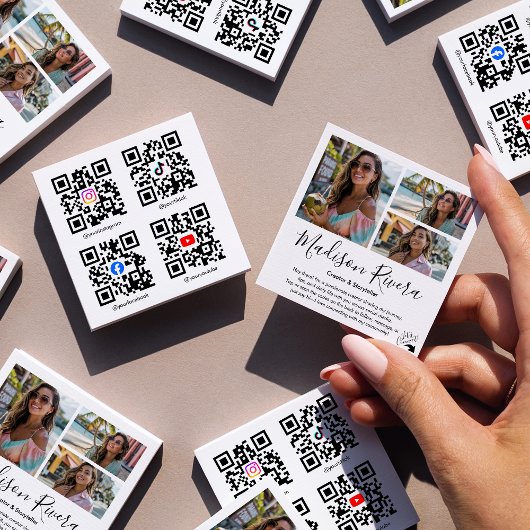 Social Media QR Code Photo Grid Content Creator Quadratische Visitenkarte