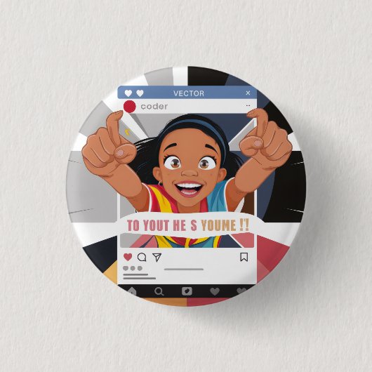 Social Media Rahmen Lustige Kindergeburtstagsfeier Button (Vorderseite)