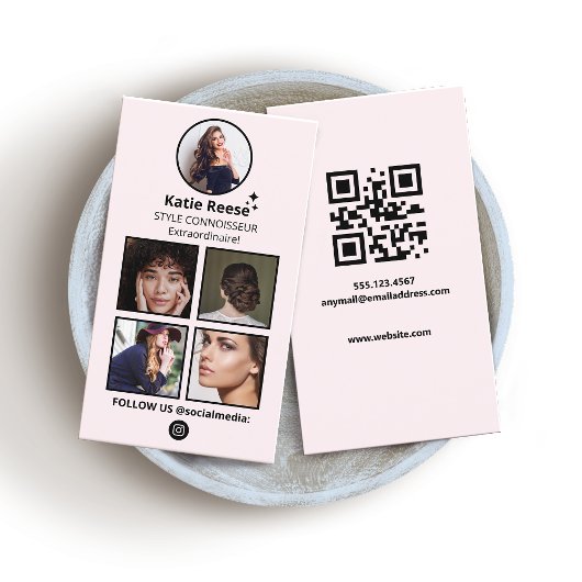 Social Media, rosa Instagram Foto Visitenkarte