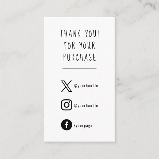 Social Media, Schwarz-Weiß-Order Insert Card. (Vorderseite)