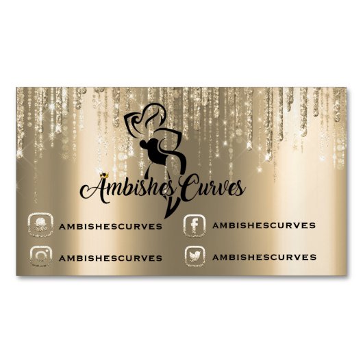 Social Media Sepia Gold Tropfen Logo Metal Magnetische Visitenkarte (Vorderseite)