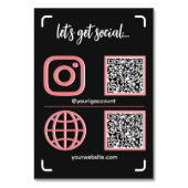 Social Media-Sign mit QR-Code Tischnummer (Vorderseite)
