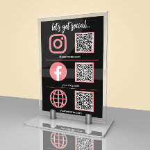 Social Media Sign | QR Code Business Table Card