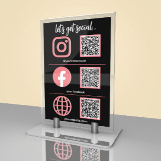 Social Media Sign | QR Code Business Table Card Tischnummer