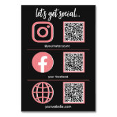 Social Media Sign | QR Code Business Table Card Tischnummer (Vorderseite)