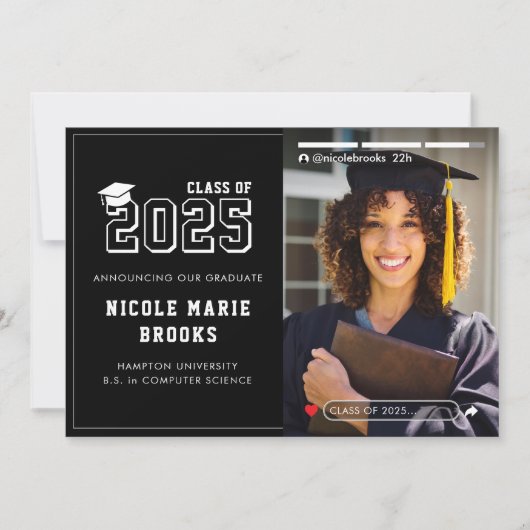 Social Media Story Foto Black Abschluss Ankündigung (Vorderseite)