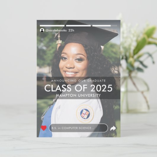 Social Media Story Post Foto Abschluss Ankündigung (Stehend Vorderseite)