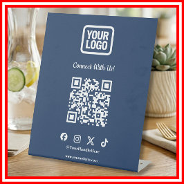 Social Media Tabletop Sign | Instagram Navy QR Sockelschild