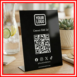 Social Media Tabletop Sign | Instagram TikTok X QR Sockelschild