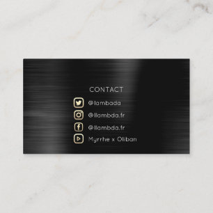 Social Media TwitterYouTubeInstagraFaceFB Black Visitenkarte
