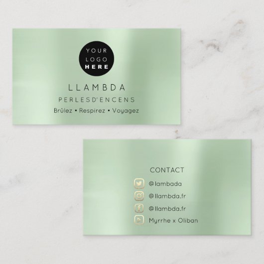 Social Media TwitterYouTubeInstagraFaceFB Mint Visitenkarte (Vorne/Hinten)