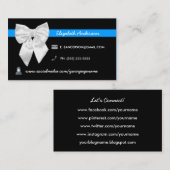 Social Media Visiting Card Girly White Bow Visitenkarte (Vorne/Hinten)