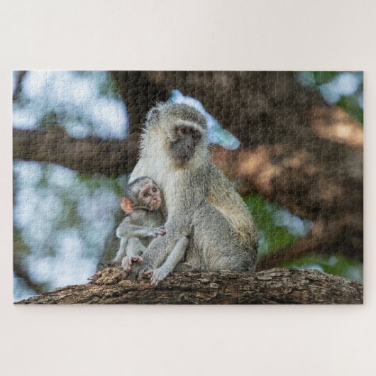 Social Monkey – Afrikanisches Tierfoto Puzzle (Horizontal)