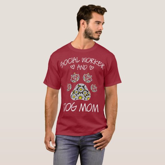 Social Worker And Dogs Mom Wildflowers Daisy T-Shirt (Vorne ganz)